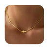 Women's Simple Copper Plated Cross Necklace With Regular Chain Electroplated Clavicle Pendant Jewelry