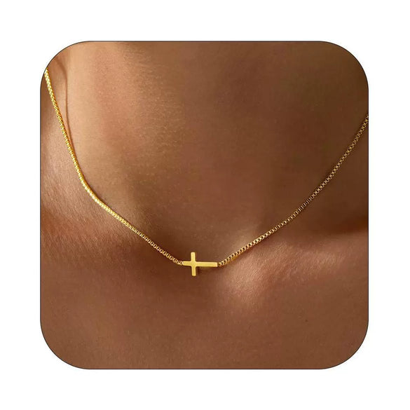 Women's Simple Copper Plated Cross Necklace With Regular Chain Electroplated Clavicle Pendant Jewelry