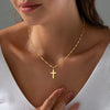 Women's Simple Copper Plated Cross Necklace With Regular Chain Electroplated Clavicle Pendant Jewelry
