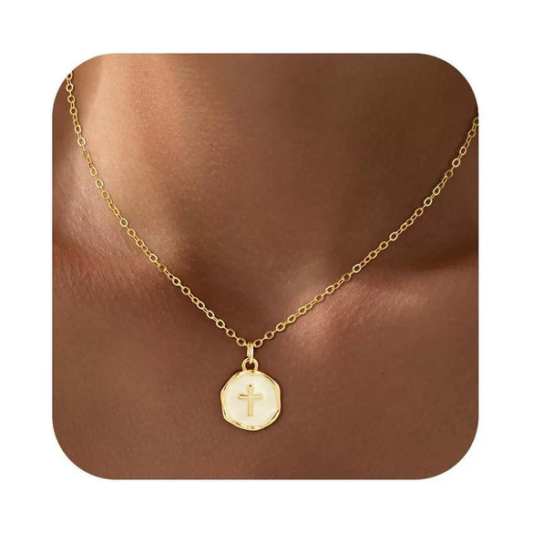 Women's Simple Copper Plated Cross Necklace With Regular Chain Electroplated Clavicle Pendant Jewelry