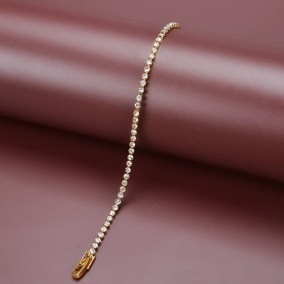 Women's Simple Copper Rhinestone Bracelet With Letter Pattern Fashion Jewelry Fine Crafted Bracelet