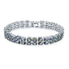 Women's Simple Copper Zirconia Bracelet With Colorful Gemstone Heart Design Fashion Bridal Wedding Jewelry