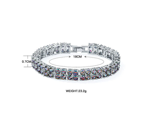 Women's Simple Copper Zirconia Bracelet With Colorful Gemstone Heart Design Fashion Bridal Wedding Jewelry