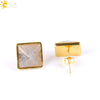 Women's Simple Crystal Pyramid Cone Earrings With Natural Stone Look Electroplated Fashion Jewelry