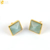 Women's Simple Crystal Pyramid Cone Earrings With Natural Stone Look Electroplated Fashion Jewelry