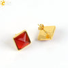Women's Simple Crystal Pyramid Cone Earrings With Natural Stone Look Electroplated Fashion Jewelry