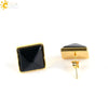 Women's Simple Crystal Pyramid Cone Earrings With Natural Stone Look Electroplated Fashion Jewelry