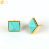 Women's Simple Crystal Pyramid Cone Earrings With Natural Stone Look Electroplated Fashion Jewelry
