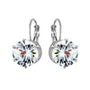 Women's Simple Crystal Zircon Drop Earrings In Environmental Protection Copper With Electroplated Six Claw Crown Geometric Design