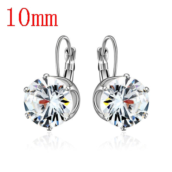 Women's Simple Crystal Zircon Drop Earrings In Environmental Protection Copper With Electroplated Six Claw Crown Geometric Design