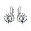 Women's Simple Crystal Zircon Drop Earrings In Environmental Protection Copper With Electroplated Six Claw Crown Geometric Design
