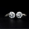 Women's Simple Crystal Zircon Drop Earrings In Environmental Protection Copper With Electroplated Six Claw Crown Geometric Design