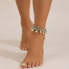 Women's Simple Doublelayer Geometric Imitation Pearl Anklet Made Of Plastic And Resin