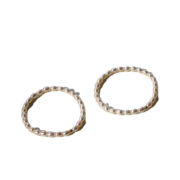 Women's Simple Elastic Freshwater Pearl Drop Shape Bracelet