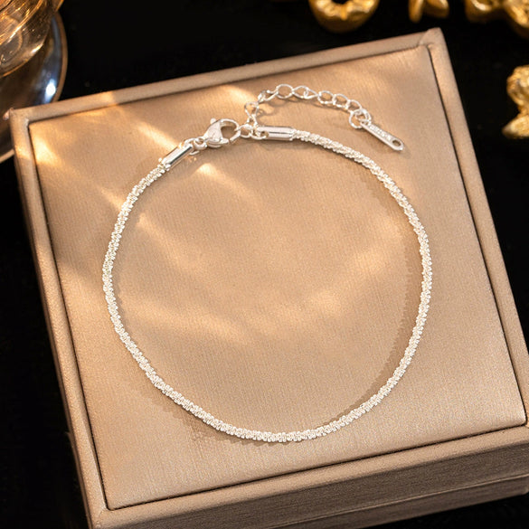 Women's Simple Elegant Allmatch Twisted Chain Bracelet In Copper And Stainless Steel With Electroplating And Sparkling Stars Design
