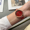 Women's Simple Elegant Retro Art Academy Style Quartz Watch Alloy Case Imitation Leather Strap Stainless Steel Horseshoe Buckle Round Dial