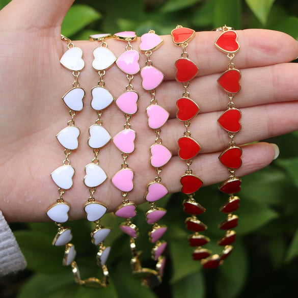 Women's Simple Enamel Heart Necklace With Electroplated Copper Water Wave Chain Fashion Jewelry
