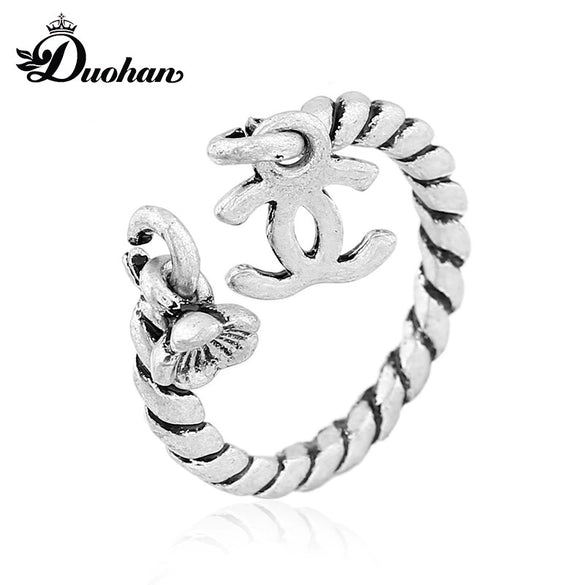 Women's Simple Fashion Adjustable Open Ring Alloy Drop Shape Dripping Oil Statement Ring