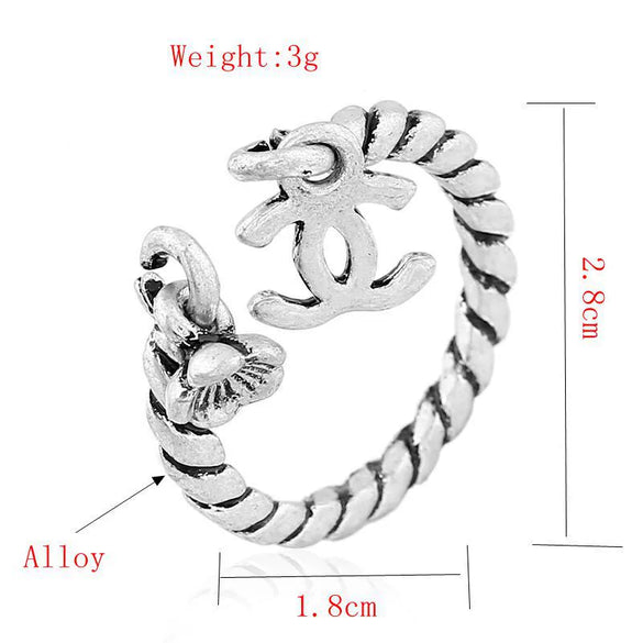 Women's Simple Fashion Adjustable Open Ring Alloy Drop Shape Dripping Oil Statement Ring