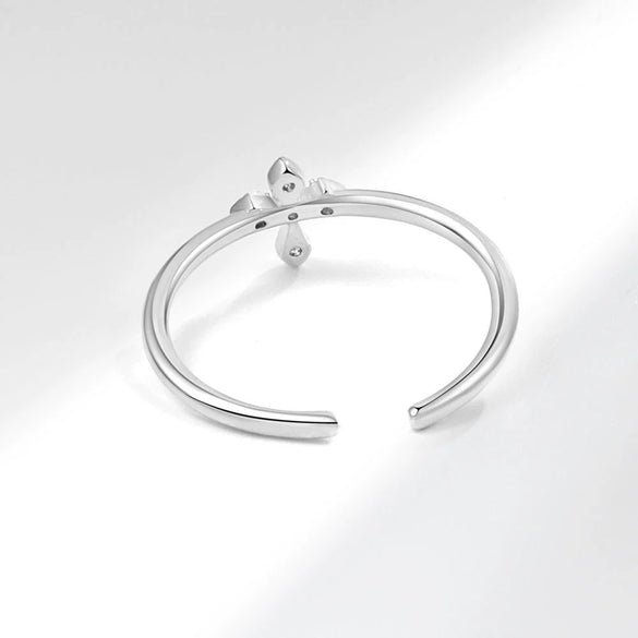 Women's Simple Fashion Cross Ring Copper With Small Zircon Inlay Geometric Style Electroplated