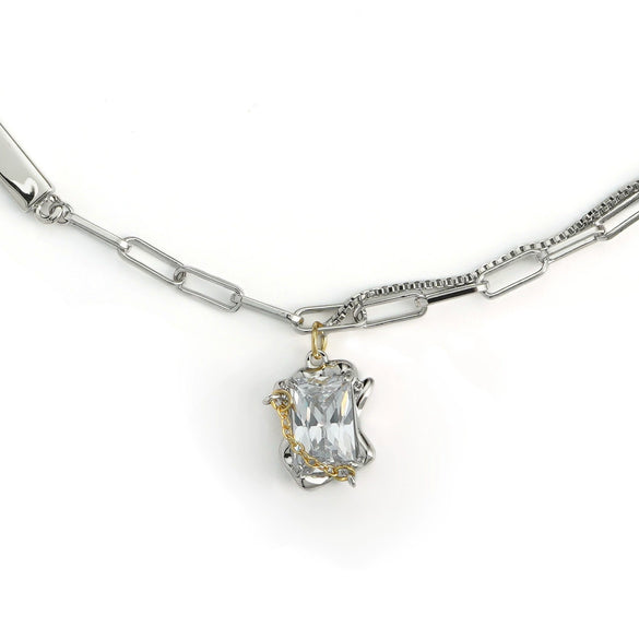 Women's Simple Fashion Distinctive Zircon Niche Design High End Light Luxury Metal Open Finger Ring With Geometric Styling And Electroplating