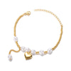 Women's Simple Fashion Pearl Stainless Steel Platinum Gold Bracelet