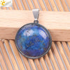 Women's Simple Flat Round Natural Stone Pendant Necklace In Stainless Steel With Bead Chain Fashion Jewelry