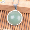 Women's Simple Flat Round Natural Stone Pendant Necklace In Stainless Steel With Bead Chain Fashion Jewelry