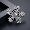 Women's Simple Flower Brooch Electroplated Copper Pin With Zircon Inlay Elegant Clothing Accessory