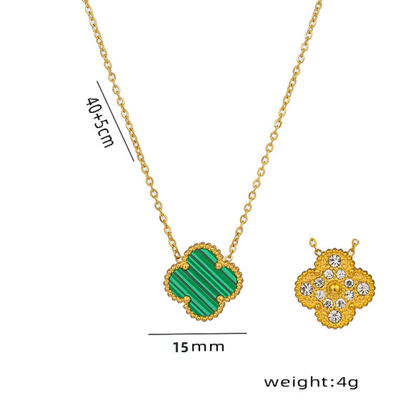 Women's Simple Flower Pattern Titanium Steel Bracelet With Gold Inlaid Four Leaf Clover Design