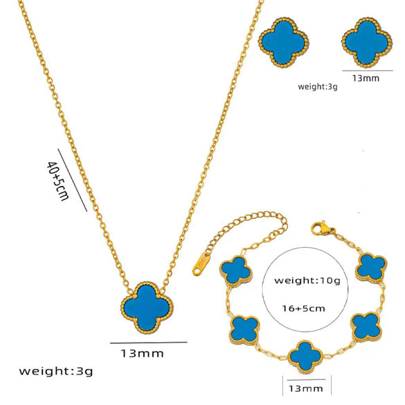 Women's Simple Flower Pattern Titanium Steel Bracelet With Gold Inlaid Four Leaf Clover Design