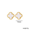 Women's Simple Flower Pattern Titanium Steel Bracelet With Gold Inlaid Four Leaf Clover Design