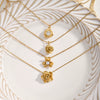 Women's Simple Flower Zircon Pendant Necklace In Stainless Steel With 18K Gold Vacuum Plating And Geometric Clavicle Chain Design