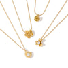 Women's Simple Flower Zircon Pendant Necklace In Stainless Steel With 18K Gold Vacuum Plating And Geometric Clavicle Chain Design