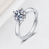 Women's Simple Four Prong Sterling Silver Geometric Ring With Electroplated Stone Accent Adjustable Open Ring