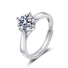 Women's Simple Four Prong Sterling Silver Geometric Ring With Electroplated Stone Accent Adjustable Open Ring