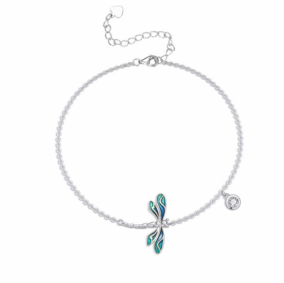 Women's Simple Fresh Elegant Copper Dragonfly Anklet Insect Pendant Ankle Chain Versatile Fashion Jewelry Gift