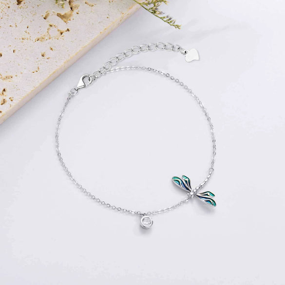 Women's Simple Fresh Elegant Copper Dragonfly Anklet Insect Pendant Ankle Chain Versatile Fashion Jewelry Gift