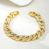 Women's Simple Full Rhinestone Cuban Chain Bracelet In Electroplated Zinc Alloy Personality Style Light Luxury Jewelry