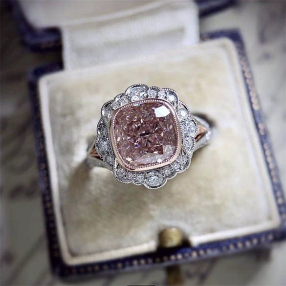 Women's Simple Geometric Alloy Ring With Inlaid Ruby Electroplated Fashion Jewelry