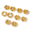 Women's Simple Geometric Circle Stainless Steel Ear Clips With Hollow Design And 18K Gold Vacuum Electroplating