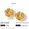 Women's Simple Geometric Circle Stainless Steel Ear Clips With Hollow Design And 18K Gold Vacuum Electroplating