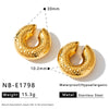 Women's Simple Geometric Circle Stainless Steel Ear Clips With Hollow Design And 18K Gold Vacuum Electroplating