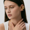 Women's Simple Geometric Circle Stainless Steel Ear Clips With Hollow Design And 18K Gold Vacuum Electroplating