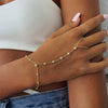 Women's Simple Geometric Copper Bracelet With Zircon Inlaid Ring Chain Electroplated Crystal Linked Bracelet