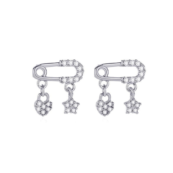 Women's Simple Geometric Copper Diamond Paper Clip Earrings