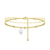 Women's Simple Geometric Copper Double Layer Anklet Adjustable Casual Foot Jewelry
