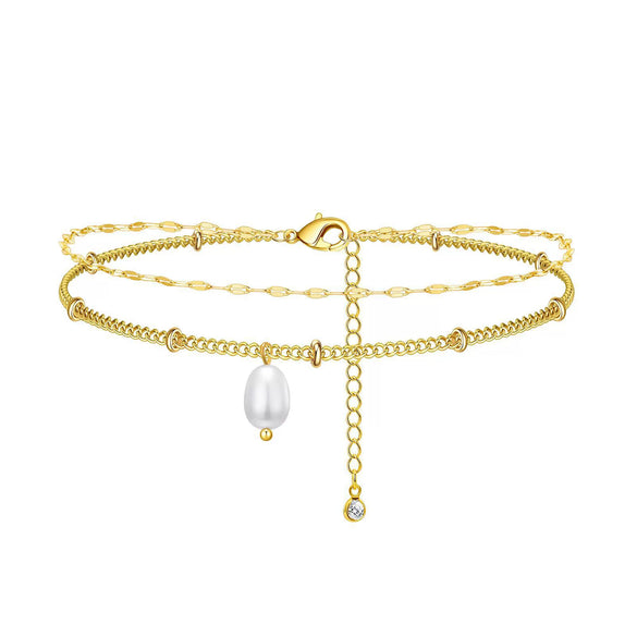 Women's Simple Geometric Copper Double Layer Anklet Adjustable Casual Foot Jewelry