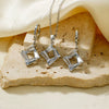 Women's Simple Geometric Copper Necklace And Earrings Set With Zircon Crystal Pendant Bridal Jewelry