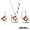 Women's Simple Geometric Copper Necklace And Earrings Set With Zircon Crystal Pendant Bridal Jewelry
